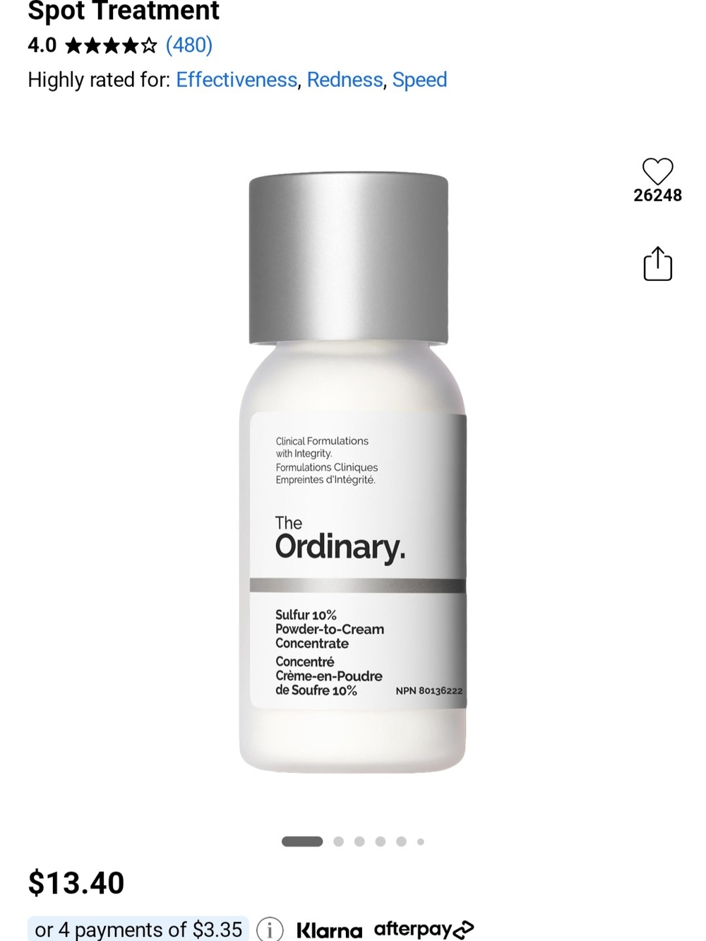 The Ordinary Sulfur 10% Powder-to-Cream Concentrate -